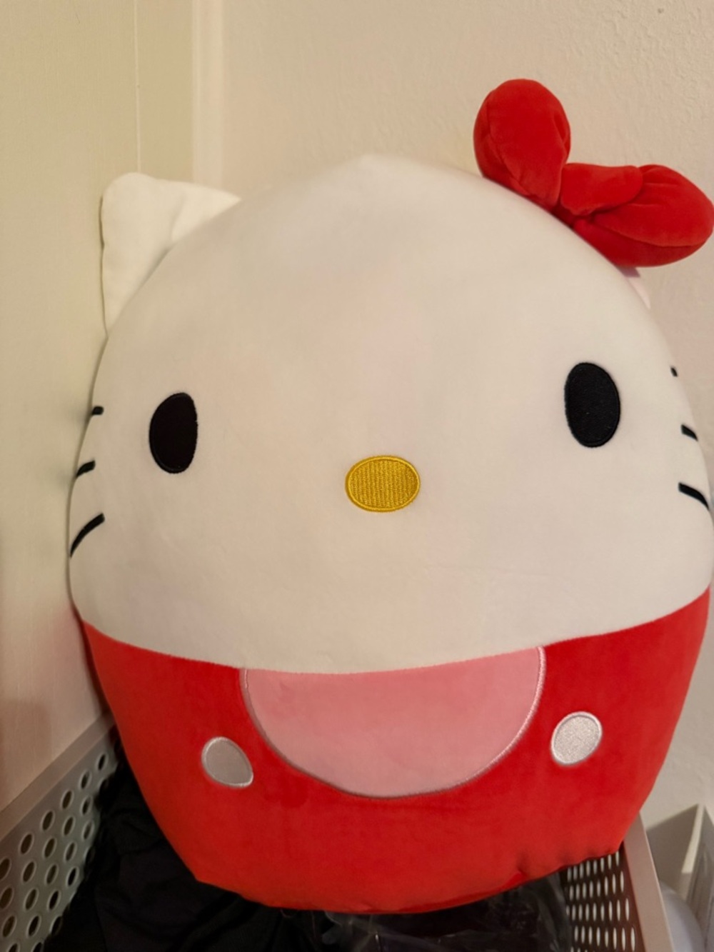 Hello Kitty Red and White Plush Pillow with Pink Accent